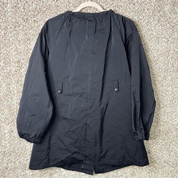 Theory Jacket Women’s Small Black Zip Up Hoodless Utility Rain Trench - Picture 4 of 6